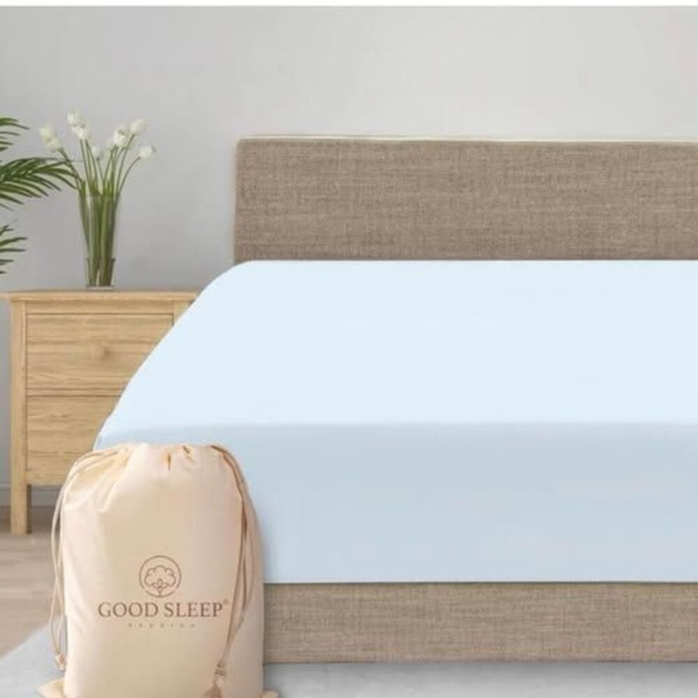 800 TC Light Blue Twin XL Fitted Sheet Deep Pocket
